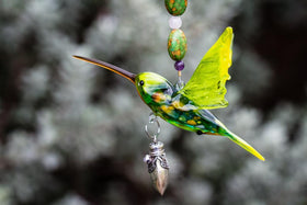 Sterling Silver Keepsake Cremation Heart Pendant and Glass Hummingbird with Heart Keepsake