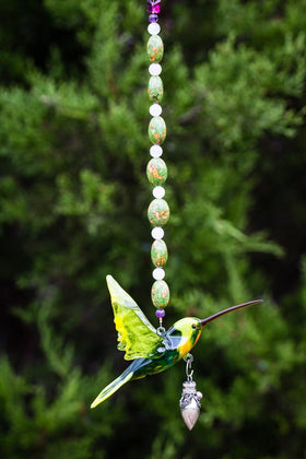 Sterling Silver Keepsake Cremation Heart Pendant and Glass Hummingbird with Heart Keepsake