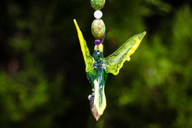 Sterling Silver Keepsake Cremation Heart Pendant and Glass Hummingbird with Heart Keepsake