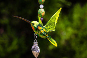 Sterling Silver Keepsake Cremation Heart Pendant and Glass Hummingbird with Heart Keepsake