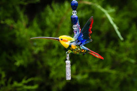Sterling Silver Keepsake Cremation Pendant and Glass Hummingbird With Cylinder Keepsake