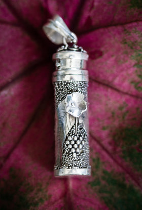 Sterling Silver Keepsake Pendant For Ashes - With Flower