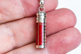 Sterling Silver Red Coral Charm Keepsake for Cremation Ashes and Pet Hair