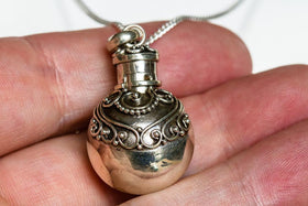 Sterling Silver Round Keepsake Pendant For Cremains or Hair - Moonstone