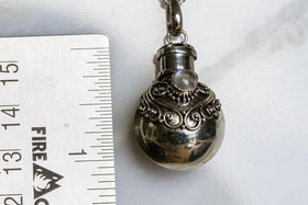 Sterling Silver Round Keepsake Pendant For Cremains or Hair - Moonstone
