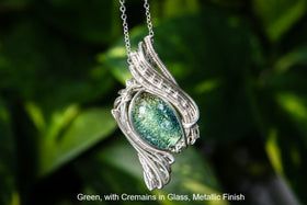 Madison Sterling Silver Wire Wrapped Dichroic Glass Pendant with Cremation Ash
