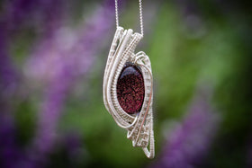 Madison Sterling Silver Wire Wrapped Dichroic Glass Pendant with Cremation Ash