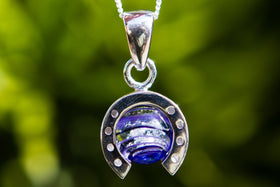 Horseshoe Striped Marble Memorial Necklace - 12mm