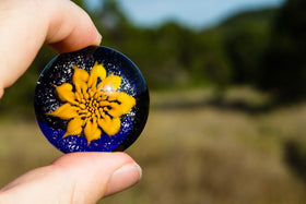 Sunflower Glass Touchstone with Infused Cremains