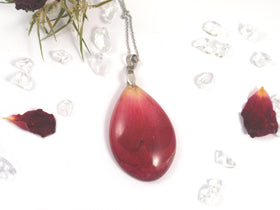 Funeral Flower Pressed Teardrop Pendant - Free Shipping