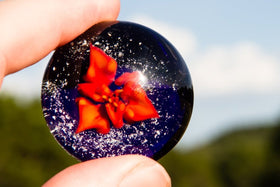 Tiger Lily Glass Flower Touchstone with Infused Cremains