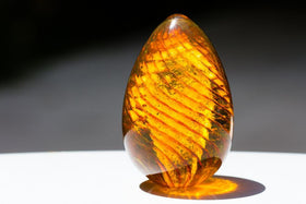 Topaz Spiral Memorial Glass Egg with Infused Ash