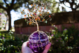 Golden Sparkle Tree of Life with Swarovski Crystals and Cremains - TREE ONLY