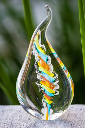 Tri-Color Memorial Glass Flame with Cremains