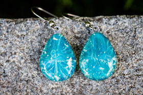 Turqoise Blue Drop Earrings with Cremation Ash