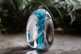 Twisted Color Helix Stone with Cremation Ashes in Glass