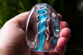 Twisted Color Helix Stone with Cremation Ashes in Glass