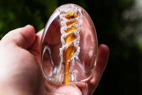Twisted Color Helix Stone with Cremation Ashes in Glass