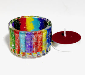 Rainbow Votive with Cremation Ash