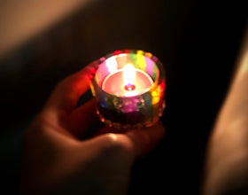 Rainbow Votive with Cremation Ash