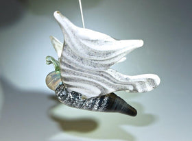 White Shimmer Butterfly Figurine with Infused Cremation Ash