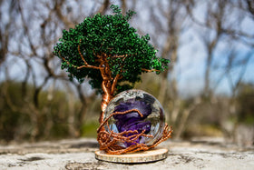 Pale Ponderosa Tree Of Life with Snowfall Orb with Cremains