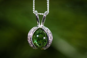 Wishbone Sparkle Silver Pendant with 10mm Translucent Glass Marble Infused with Cremains