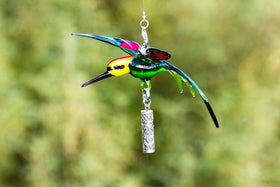 Yellow Headed Bird with Silver Keepsake for Ashes