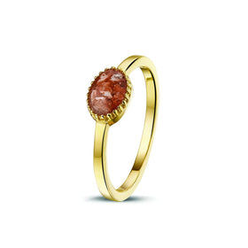 Yellow Gold Ring with Cremation Ash - Thin Band