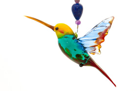 Yellow Headed Hummingbird Sympathy Gift with Amethyst and Lapis Beading