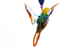 Yellow Headed Hummingbird Sympathy Gift with Amethyst and Lapis Beading